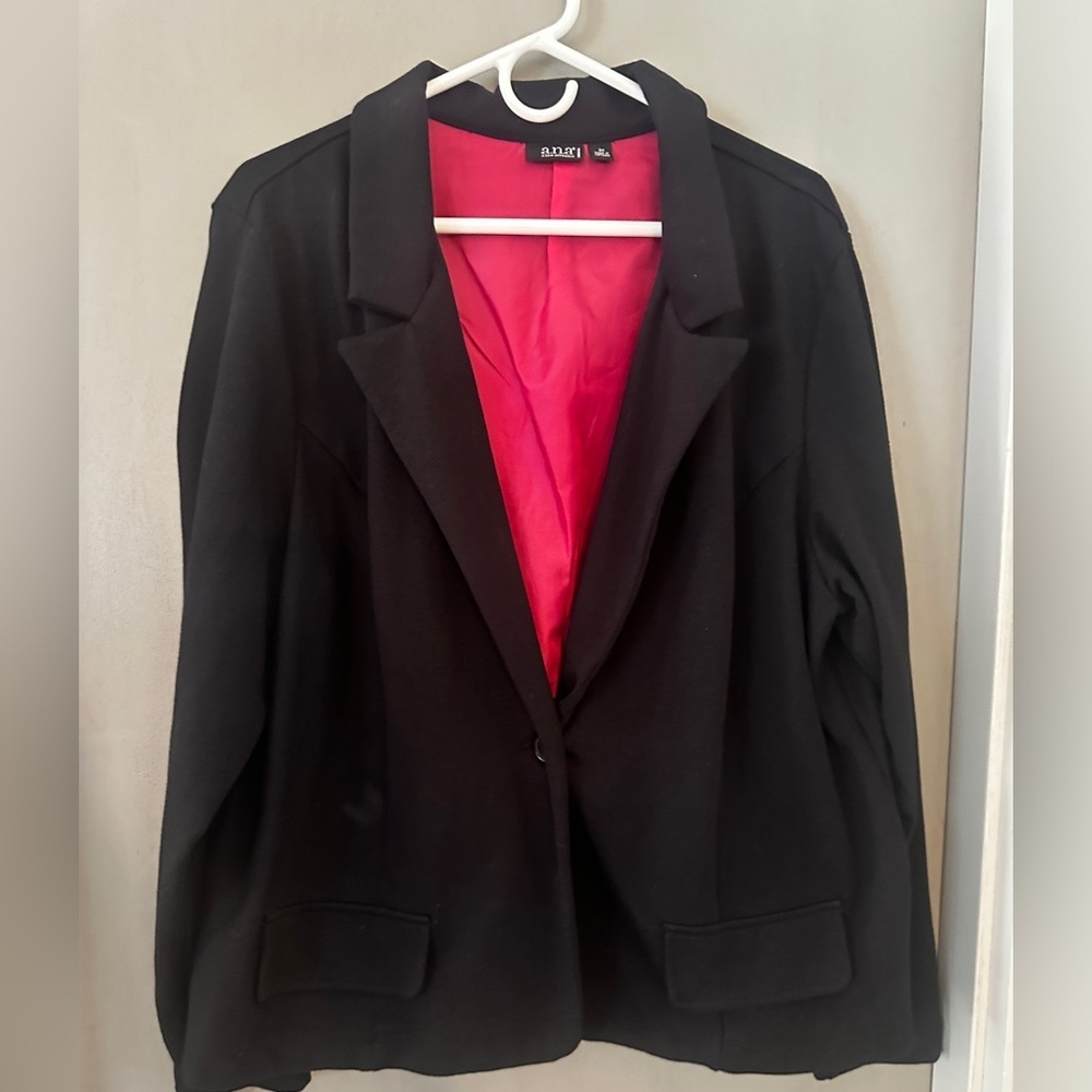 a.n.a Women's Black Blazer with Pink Interior